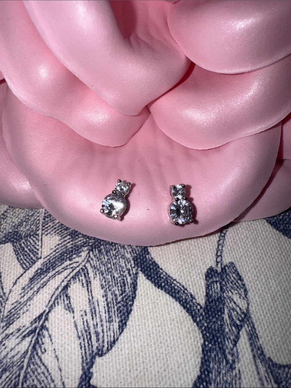 Sterling Silver Clear Crystal Drop Stud Earrings - NWOT